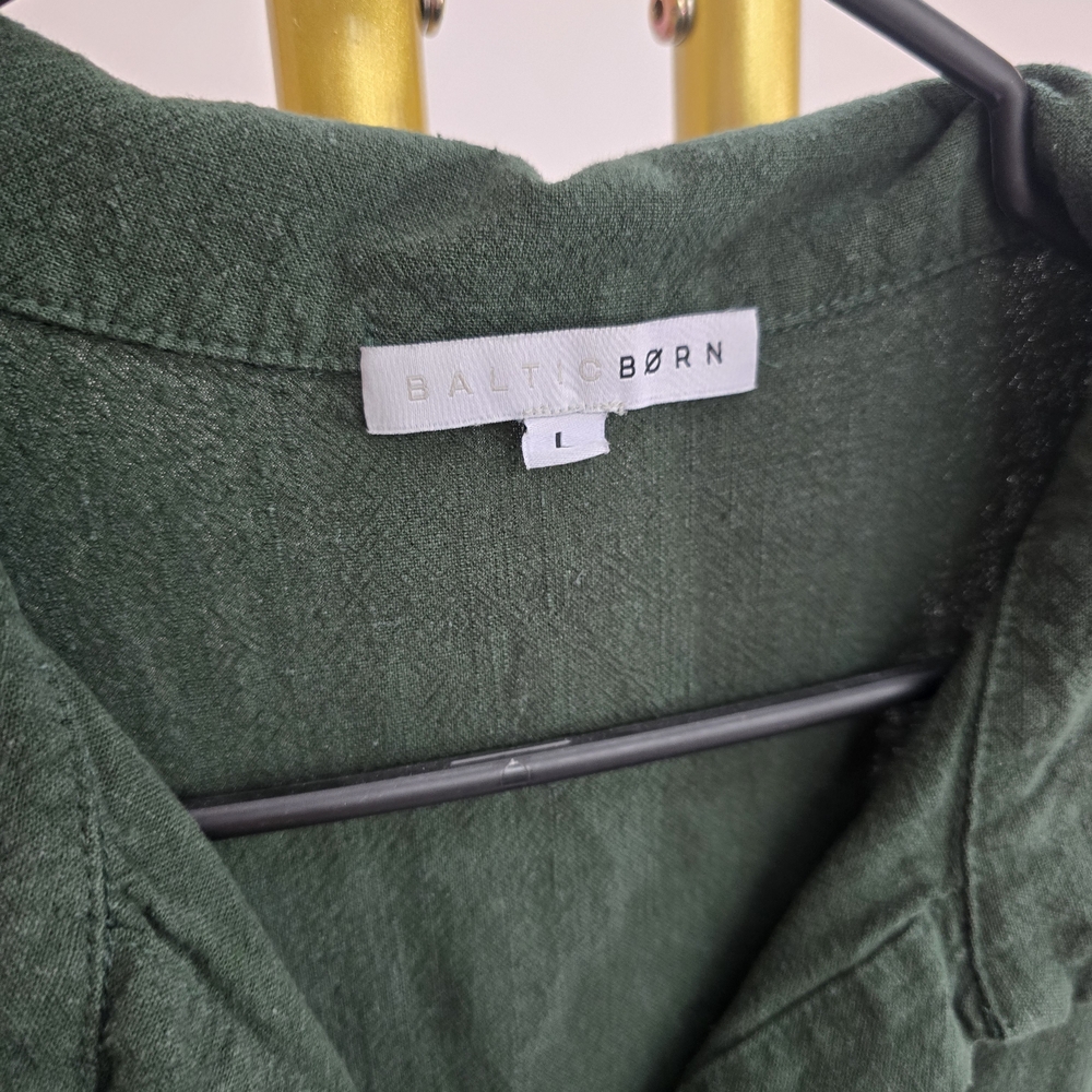 Baltic Born Forest Green Button-Front Romper Shor… - image 2